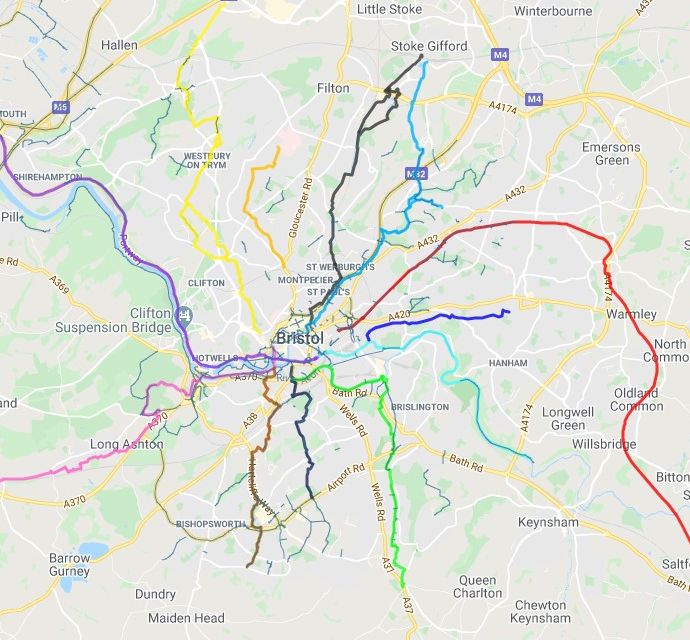 Map of Bristol cycle routes