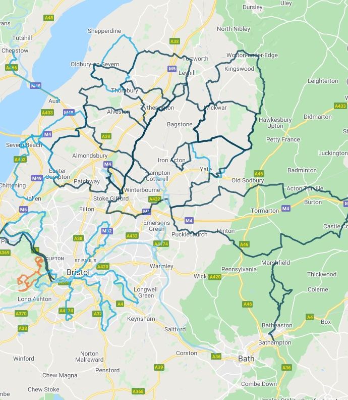 Map of leisure rides in West of England
