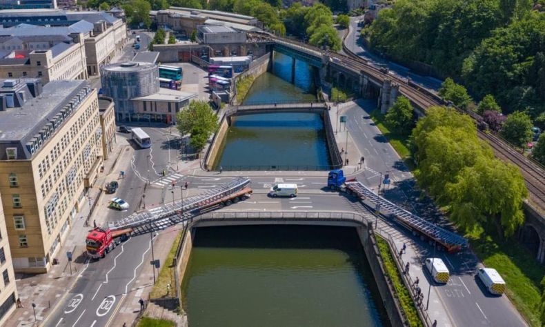 Aerial photo of Bath Quays bridge