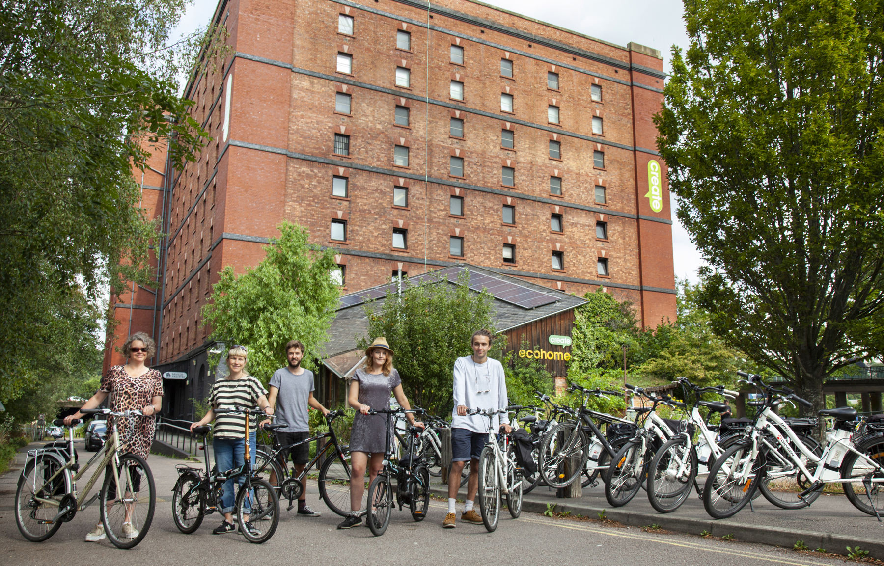 Loan bike scheme promotional photo outside Create Centre Bristol