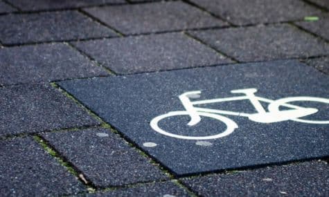 Close up of cycle symbol on public pavement