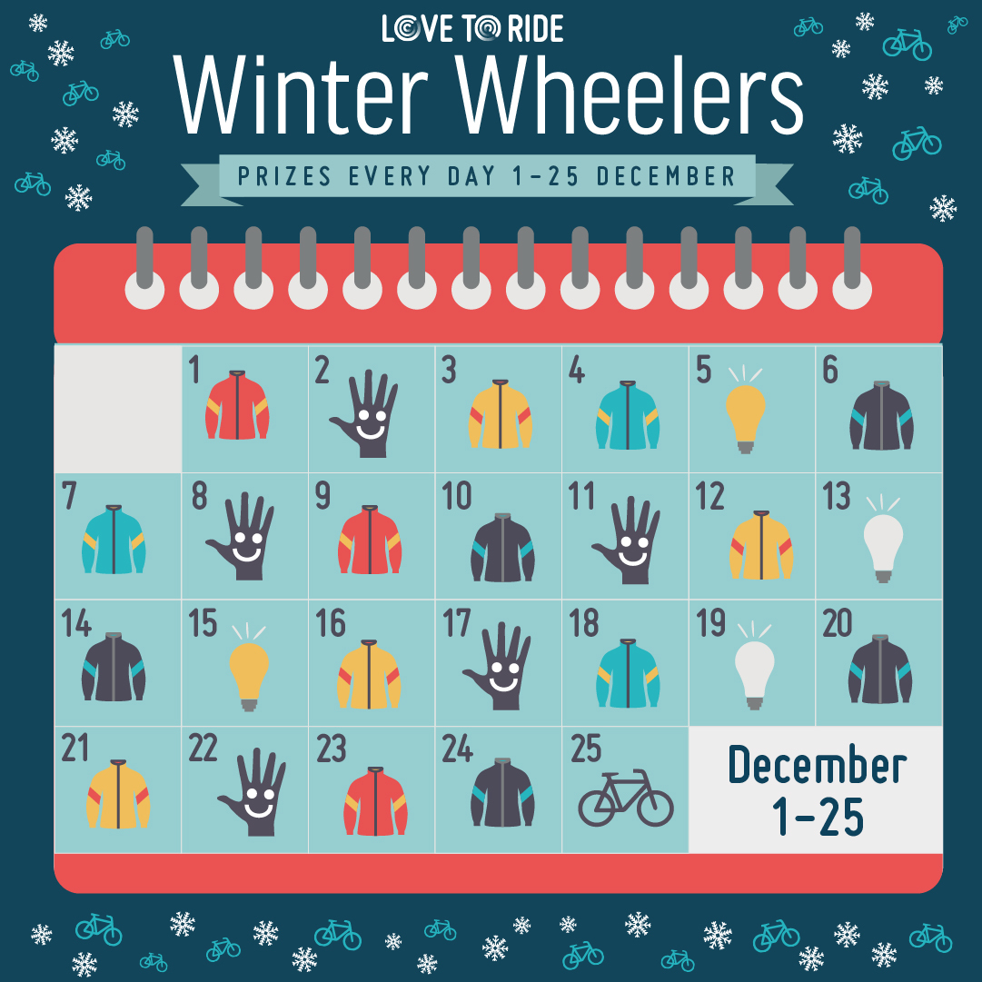 Love To Ride Warmley Wheelers campaign image showing advent calendar of prizes to be won
