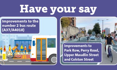 Poster inviting people to have their say on the A37-A4018 consultation