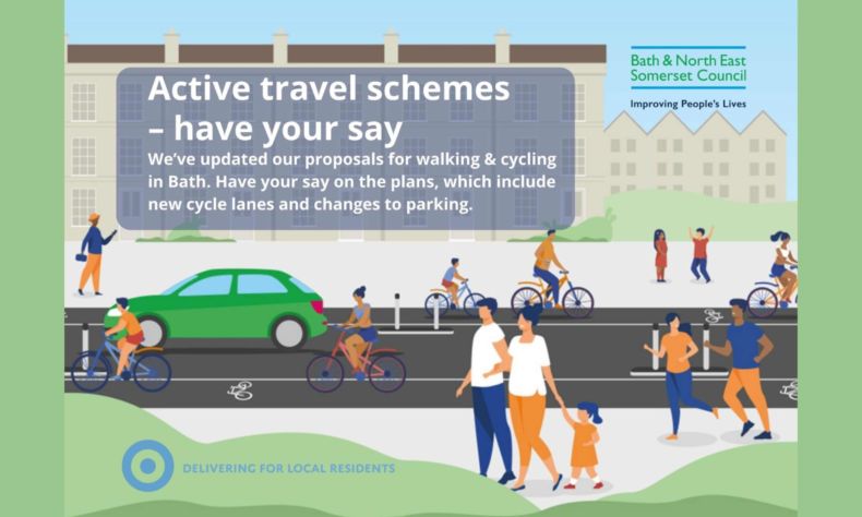 Poster inviting people to have their say on active travel scheme in Bath