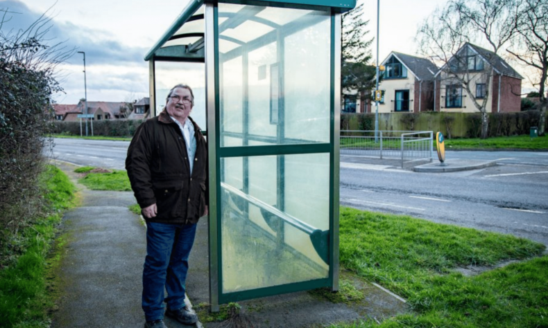 Cllr Steve Reade at bus stop