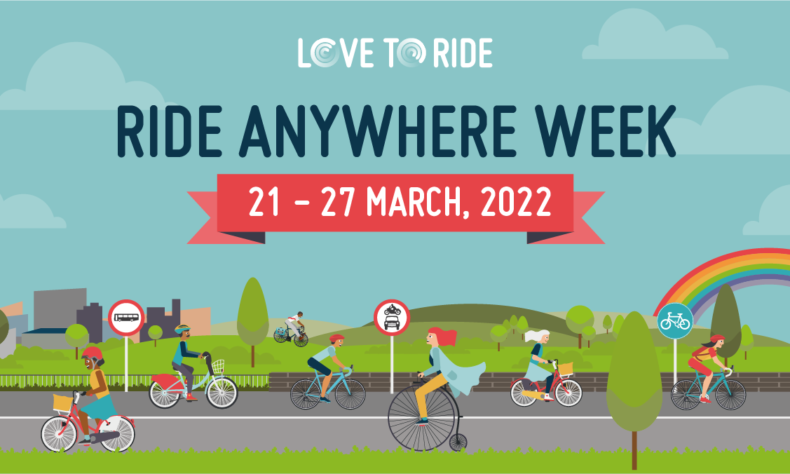 Love To Ride campaign artwork showing illustrated cyclists