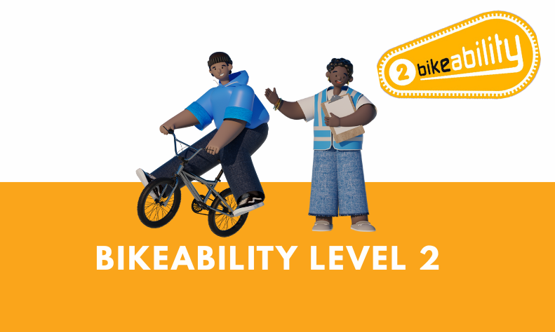 Bikeability Level 2 young boy getting cycle training illustration