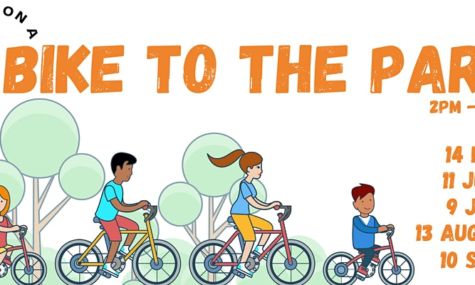 Illustration of children cycling