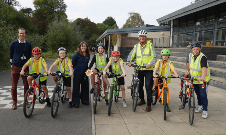 Children taking part in cycle training at Weston All Saints primary