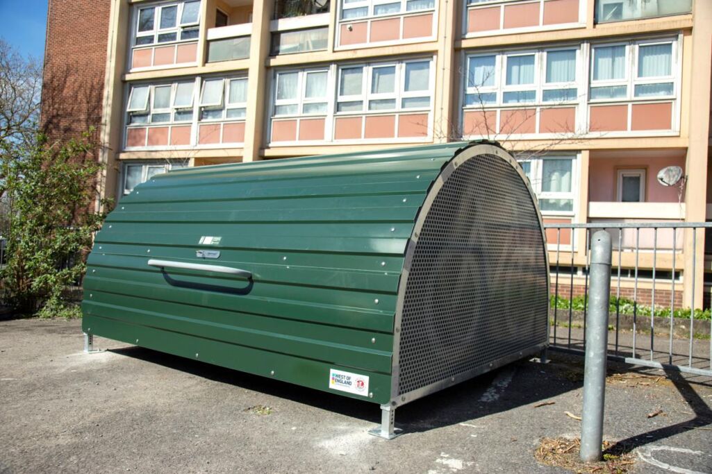 Example of a cycle hangar in Bristol