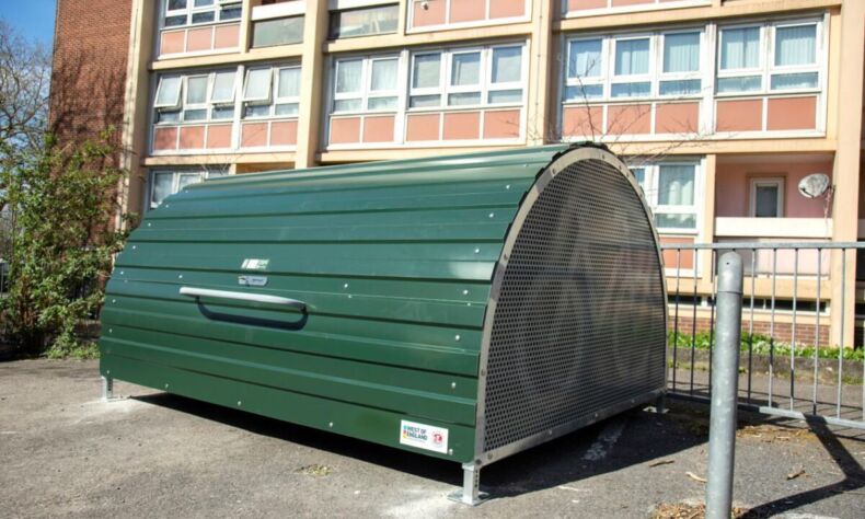 Example of a cycle hangar in Bristol